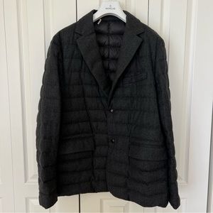 Moncler men quilted wool blazer size 5 - dark grey melange